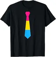[X.Style] Necktie Suit Tie Tuxedo Pansexual Pride Flag Color Wedding ds830 T-Shirt (S) Black