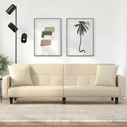 Sofa Bed with Cushions Cream Fabric Comfortable Sleeper Couch Living Room Furniture