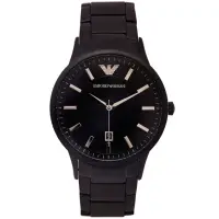在飛比找momo購物網優惠-【EMPORIO ARMANI】黑色時尚主義不鏽鋼款手錶-黑