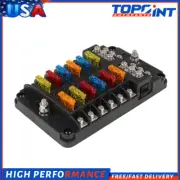 ?12 Way 12V 24V Blade Fuse Box Block Holder W/ 24 Free Fuses Kit For Automotive