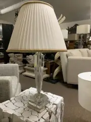 Incredible Heavy New Mcm Lucite And Chrome Modern French Lamp