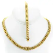 Miami Cuban Link 8mm Bracelet 8'' & Chain 18'' 18k Gold Plated Stainless Steel
