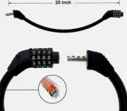 25” Coated Metal Cable 4 Number Combination Bicycle Lock Bike Lock FAST SHIP