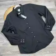 Chico’s size 12 black billow sleeve poplin shirt button down long sleeve