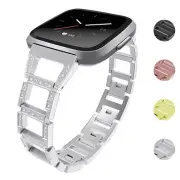 StrapsCo Alloy Watch Bracelet Band with Rhinestones for Fitbit Versa / 2 / Lite