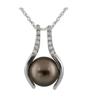Splendid Pearls 14K 0.09 ct. tw. Diamond 10-11mm Pearl Pendant