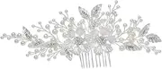 MERRYHAPY Silver Bridal Hair Comb with Artificial Pearl Flower Rhinestone Elegant Wedding Hair Accessories for Bride Bridesmaids for Special Occasions Wedding Themes