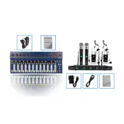 14-Channel Audio Mixer BT Function Recording Mixing 4 Channel UHF DJ Microphone