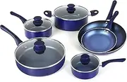 [Clockitchen] Pots and Pans Set, Cookware Blue Pan Set, Induction Kitchen Cookware, Nonstick Ceramic Coating,Deep Saute Pan,Saucepan,Stockpot with Lid, Fry Pan, 10pcs