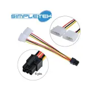 Cable 2X Molex Ide Male To Pci-E 6 Pin Female Adapter HDD SSD PCI