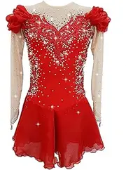 [Zagitova] Figure Skating Dress for Girls Patchwork Printing Women Ice Competition Dance Outfits with Shiny Rhinestone