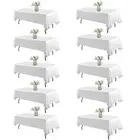 10 Pack White Table Cloth Rectangle Tablecloths 60X102 Inch,Polyester Table C...