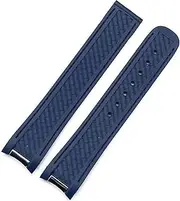 [ALMVIS] 20mm Watchband Curved End Silicone Watch Band with Metal Fit for Omega Rubber Strap Seamaster 300 Aqua Terra AT150 8900 Tools(1,Gold Buckle)