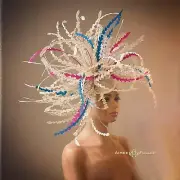 Kentucky Derby Hat Fascinator Hot Pink Cream Turquoise Blue Feather Kentucky Oak