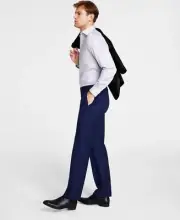 Michael Kors Men's Classic Fit Fall Pattern Pants, Navy, 32x30