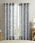 Madison Park Averil 50" x 95" Sheer Burnout Bird Grommet Curtain Panel - Grey