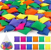 Bgtecho 48 Pcs Mini Bean Bags, Colorful Nylon Cornhole Bean Bags for Tossing, Small Beanbag, Tossing Beanbags for Outdoor Hand Toss Games Carnival Party Supply, 2.5 x 2.5 Inch, 6 Colors