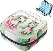 Period Bag,Sanitary Napkin Storage Bag,Cute Watercolor Unicorn,Tampon Holder for Purse