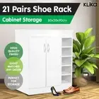 New 21 Pairs Shoe Cabinet Rack Storage Organiser Shelf 2 Doors Cupboard White