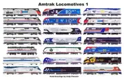 Amtrak Locomotives 11"x17" Railroad Laminated Placemat Andy Fletcher