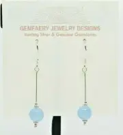 Sterling Silver Natural CHALCEDONY Gemstone Dangle Earrings #6394...Handmade USA
