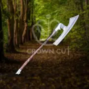 Long Hand Forged Carbon Steel Wood Working Viking Outdoor Farmers Axe W/Sheath