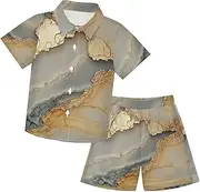 [Caihoyu] Big Boy Hawaiian Button Down Shirts and Shorts 2Piece Set Toddler Boy Clothes Summer Clothing