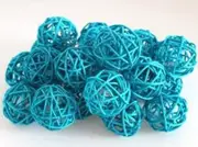 GGP 1 Set Of 20 Led Turquoise 5Cm Rattan Cane Ball Battery Powered String Lights Christmas Gift Home Wedding Party Bedroom Decoration Table Centrepiece