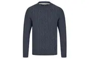 Tokyo Laumdry Alonso Chunky Cable Knit Jumper Pullover Sweater in Navy Twist Size Large