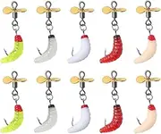 10Pcs/Box Propeller Worm Fishing Lure Soft Maggot Baits Silicone Artificial Bait for Trout Perch Bass