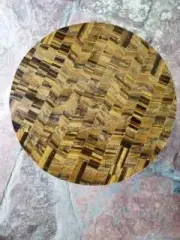 Tiger Eye Stone Coffee Table Top, Round Center Table Top, Handmade Decor