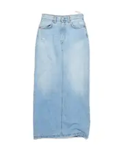Acne Studios Logo Patch High-Waisted Denim Maxi Skirt EU38 light blue