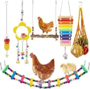 Chicken Toys Accessories 7PCS Swing Ladder Perch Xylophone Mirror Feeder