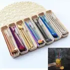 7PCS Reusable Stainless Steel Straws Drinking Straw Spoon Set with Brush Travel