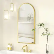 Arched Medicine Cabinet Bathroom Mirror Recessed Brushed Gold Metal Edge 16"x31"