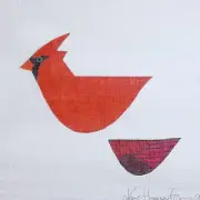 Zecca hand painted needlepoint canvas 3 D Cardinal bird ornament christmas