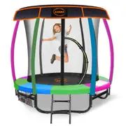Kahuna 6ft Trampoline Free Safety Net Spring Pad Roof Cover Mat Basketball Set- Rainbow