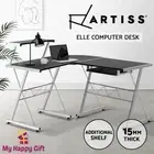 Artiss Computer Desk L-Shape Keyboard Tray Shelf Home Office Study Table Black