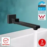 Wall Bath SPA Waterfall Swivel Spout Square Shower Basin Tub Faucet Matt Black