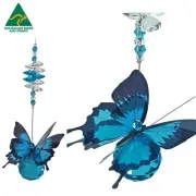 Blue butterfly crystal suncatcher gift ulysses rainbow hanging prism suncatchers