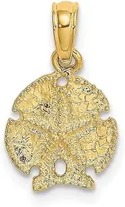 [JewelryWeb] 14ct Gold Sand Dollar With Star 2 d Charm Pendant Necklace 15x9.8mm Wide 1.6mm Thick