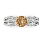 1.25ct Round Cut Champagne Stone Wedding Promise Designer Ring 14k White Gold