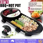 Electric 2 in 1 Hotpot Oven Smokeless Barbecue Pan Grill Machine Hot Pot BBQ AU