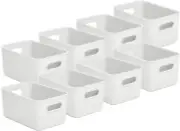 Superio 5L Small Ribbed Storage Bin- Plastic Storage Bin (8 Pack, White)