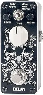Sondery Digital Delay Guitar Effect Pedal - True Bypass, 3 Modes of Echo Modulation and Normal - Mini Size with Art Design on Aluminium Hard Shell Top and Diamond Cut Along the Edge