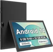YQSAVIOR Tablet Android 14, Tablets 10 inch 8GB RAM+ 32GB ROM+1TB Expandable Tablet PC, 1280 * 800 IPS Screen, Dual Camera, Powerful Processor, 6000mAh Battery, BT, WiFi, Certified Tablet (Black)