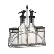 Silver and Transparent Spice Rack and Seasoning Jar Set of 4 Pcs 100 ml/150 ml