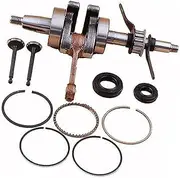 Yurefax Crankshaft 39mm Piston Rings Oil Seal Intake Valve Set, for GX35 GX 35 4-Stroke Engine Motor Trimmer Brushcutter Lawnmower Lawn Mower Crankshaft Oil Seal
