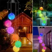 6 Balls RGB Colorful LED Solar Wind Chime Lights Yard Garden Decor Windchime New