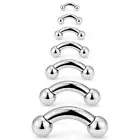 3-10mm Eyebrow Ring Curved Navel Tongue Septum Barbell Steel Stretching Piercing